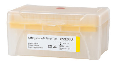 Sartorius 0.5 - 20µL Safetyspace® Filtered Pipette Tips, Racked ([10 x 96] 960 Tips