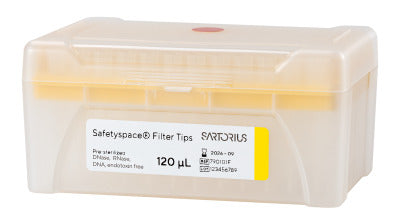 Sartorius 2 - 120µL Safetyspace® Filtered Pipette Tips, Racked ([10 x 96] 960 Tips)